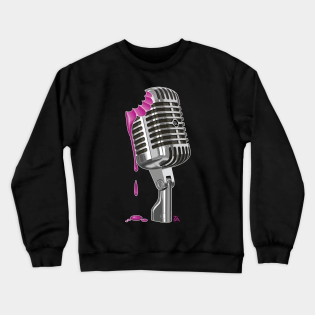 Bite the Microphone Pink Crewneck Sweatshirt by zomboy